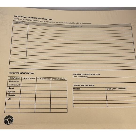 13 Employee Record Folders - ADA Compliant, Preprinted for HR & Payroll Use - Picture 6 of 10